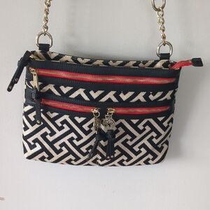 Spartina 449 Black, Cream, And Red Crossbody Bag